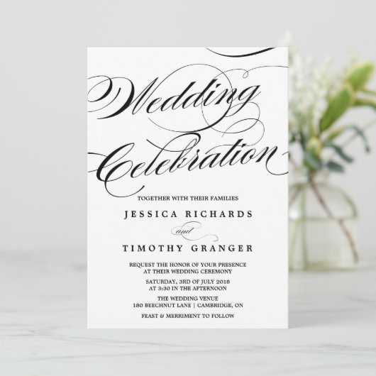 Elegant Calligraphy Script Wedding Invitation Kaart (Staand voorkant)