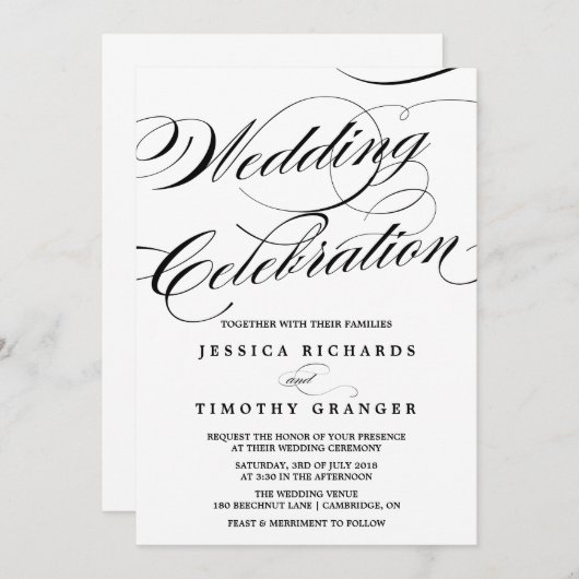 Elegant Calligraphy Script Wedding Invitation Kaart (Voorkant / Achterkant)