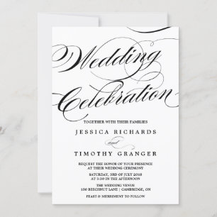 Elegant Calligraphy Script Wedding Invitation Kaart
