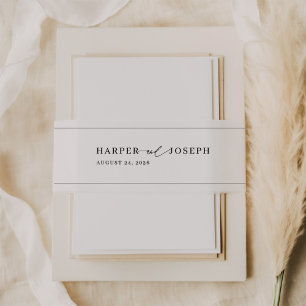 Elegant Calligraphy Script Wedding Invitation Uitnodigingen Wikkel