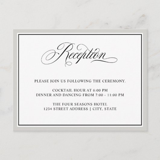 Elegant Calligraphy Script Wedding Reception Briefkaart (Voorkant)