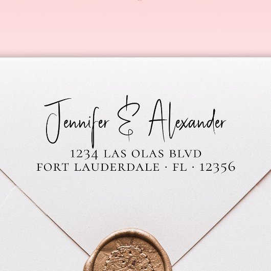 Elegant Calligraphy Script Wedding Return Address Zelfinktende Stempel