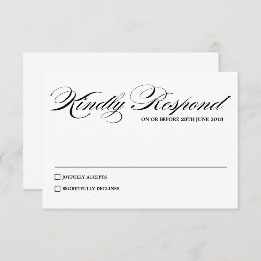 Elegant Calligraphy Script Wedding RSVP Kaart (Voorkant / Achterkant)