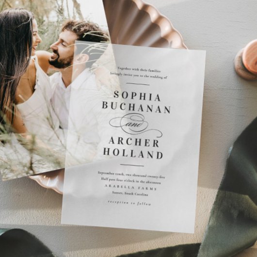 Elegant Calligraphy Script Wedding Vellum Uitnodigingen