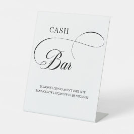 Elegant Calligraphy Script Weduwborden Cash Bar Reclamebord Met Voetstuk