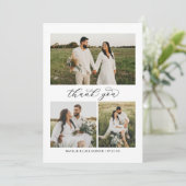 Elegant Calligraphy Script Weduwfoto Collage Bedankkaart (Staand voorkant)