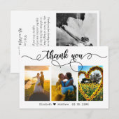 Elegant Calligraphy Script Weduwfoto Collage Bedankkaart (Voorkant / Achterkant)
