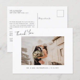 Elegant Calligraphy Script Weduwfoto Hartelijk dan Briefkaart