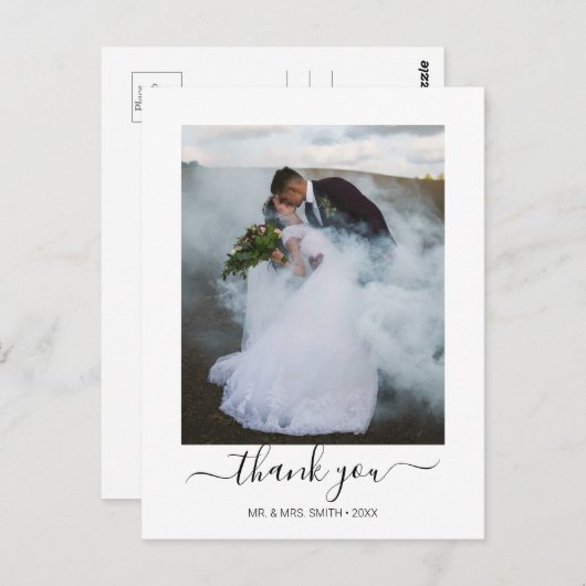 Elegant Calligraphy Script Weduwfoto Hartelijk dan Briefkaart (Voorkant / Achterkant)