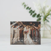 Elegant Calligraphy Script Weduwfoto Hartelijk dan Briefkaart (Staand voorkant)