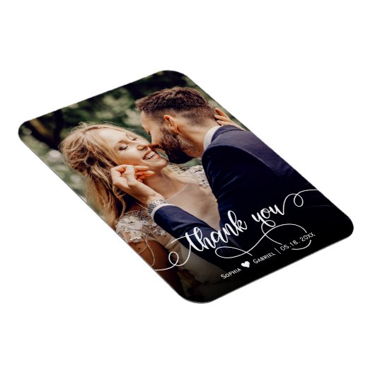 Elegant Calligraphy Script Weduwfoto Hartelijk dan Magneet (Rechterzijde)