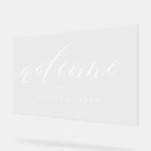 Elegant Calligraphy Script White Welcome Wedding Acryl Bord (Hoek)