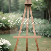 Elegant Calligraphy Script White Welcome Wedding Acryl Bord