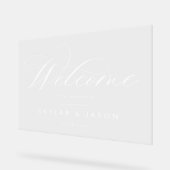 Elegant Calligraphy Script White Welcome Wedding Acryl Bord (Hoek)