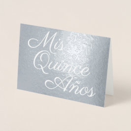 Elegant Calligraphy Silver Mis Quince Años Folie Kaarten