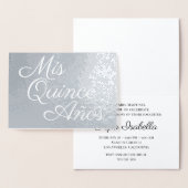 Elegant Calligraphy Silver Mis Quince Años Folie Kaarten (Display)