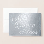 Elegant Calligraphy Silver Mis Quince Años Folie Kaarten (Voorkant met envelop)