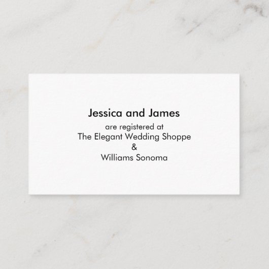 Elegant Calligraphy Simple Black & White Registry Informatiekaartje (Achterkant)