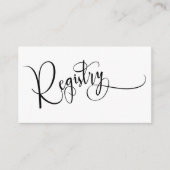 Elegant Calligraphy Simple Black & White Registry Informatiekaartje (Voorkant)