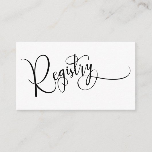Elegant Calligraphy Simple Black & White Registry Informatiekaartje (Voorkant)