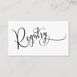 Elegant Calligraphy Simple Black & White Registry Informatiekaartje