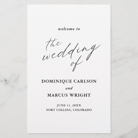 Elegant Calligraphy Simple Budget Wedding Programm Flyer (Voorkant)
