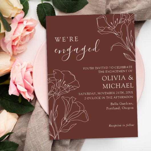 Elegant Calligraphy Simple Engagement Party Kaart