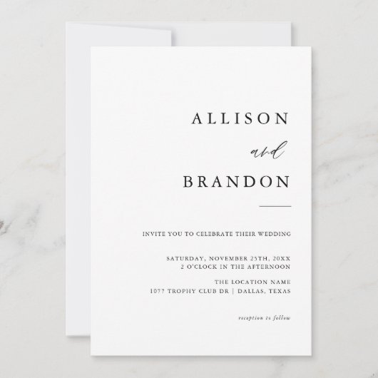 Elegant Calligraphy Simple Wedding Kaart (Voorkant)