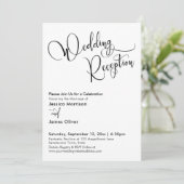 Elegant Calligraphy Simple Wedding Reception Kaart (Staand voorkant)