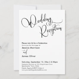 Elegant Calligraphy Simple Wedding Reception Kaart