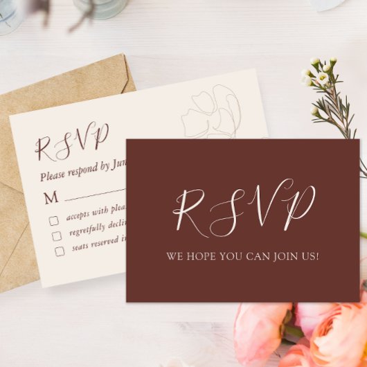 Elegant Calligraphy Simple Wedding RSVP Kaart
