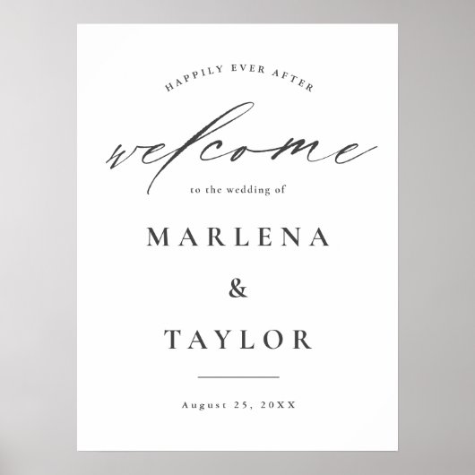 Elegant Calligraphy Simple Wedding Welcome Poster (Voorkant)