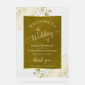 Elegant Calligraphy Stylish Gold Wedding Welcome Acryl Bord (Voorkant)
