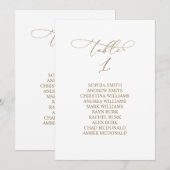 Elegant Calligraphy Table Number 1 Seating Chart Kaart (Voorkant / Achterkant)