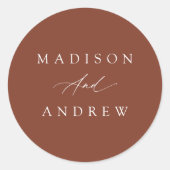 Elegant Calligraphy Terracotta Wedding Ronde Sticker (Voorkant)