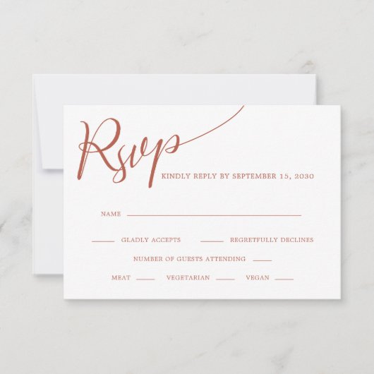 Elegant Calligraphy Terracotta Wedding RSVP Kaartje (Voorkant)