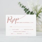 Elegant Calligraphy Terracotta Wedding RSVP Kaartje (Staand voorkant)