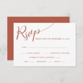 Elegant Calligraphy Terracotta Wedding RSVP Kaartje (Voorkant / Achterkant)