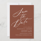 Elegant Calligraphy Terracotta Wedding Save The Date (Voorkant)