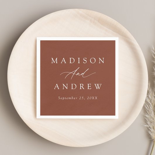 Elegant Calligraphy Terracotta Wedding Servet