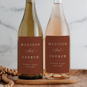 Elegant Calligraphy Terracotta Wedding Wijn Etiket