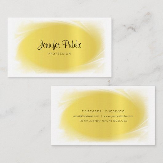 Elegant Calligraphy Trendy Gold Kijk Classy Luxury Visitekaartje (Voorkant / Achterkant)