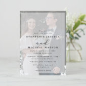  Elegant Calligraphy Vellum Photo Overlay Wedding  Kaart (Staand voorkant)