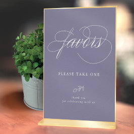 Elegant Calligraphy Violet Minimal Leaf Favor Sign Poster