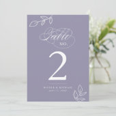 Elegant Calligraphy Violet Table Number (Staand voorkant)