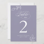 Elegant Calligraphy Violet Table Number (Achterkant)