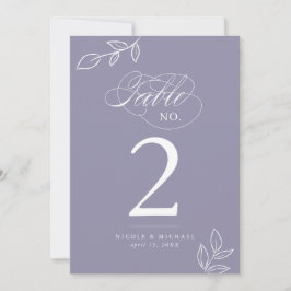 Elegant Calligraphy Violet Table Number