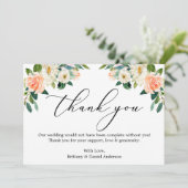 Elegant Calligraphy Waterverf Coral White Floral Bedankkaart (Staand voorkant)