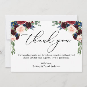Elegant Calligraphy Waterverf Floral Wedding Bedankkaart