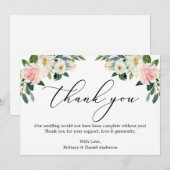 Elegant Calligraphy Waterverf Pink White Floral Bedankkaart (Voorkant / Achterkant)